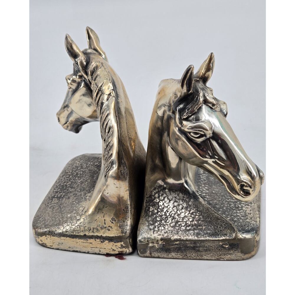Vintage 1950s Equestrian Horse Head Pair Cast Metal Philadelphia Mfg Co Bookends - Picture 6 of 15